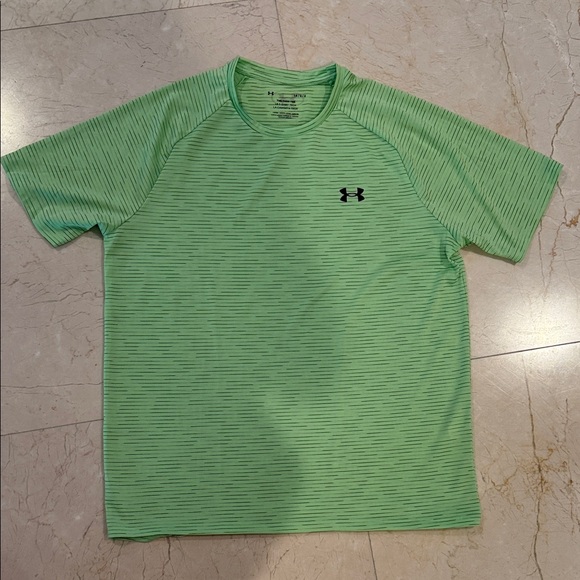 Under Armour Men's Striped Lime Green Tee - Picture 5 of 5